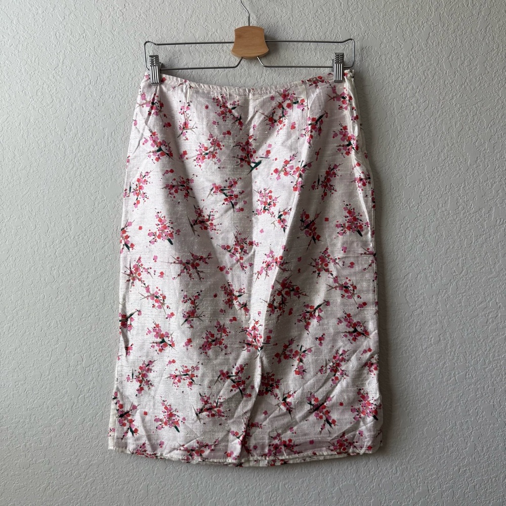 Free People 100% Silk Cherry Blossom Midi Skirt Size 5